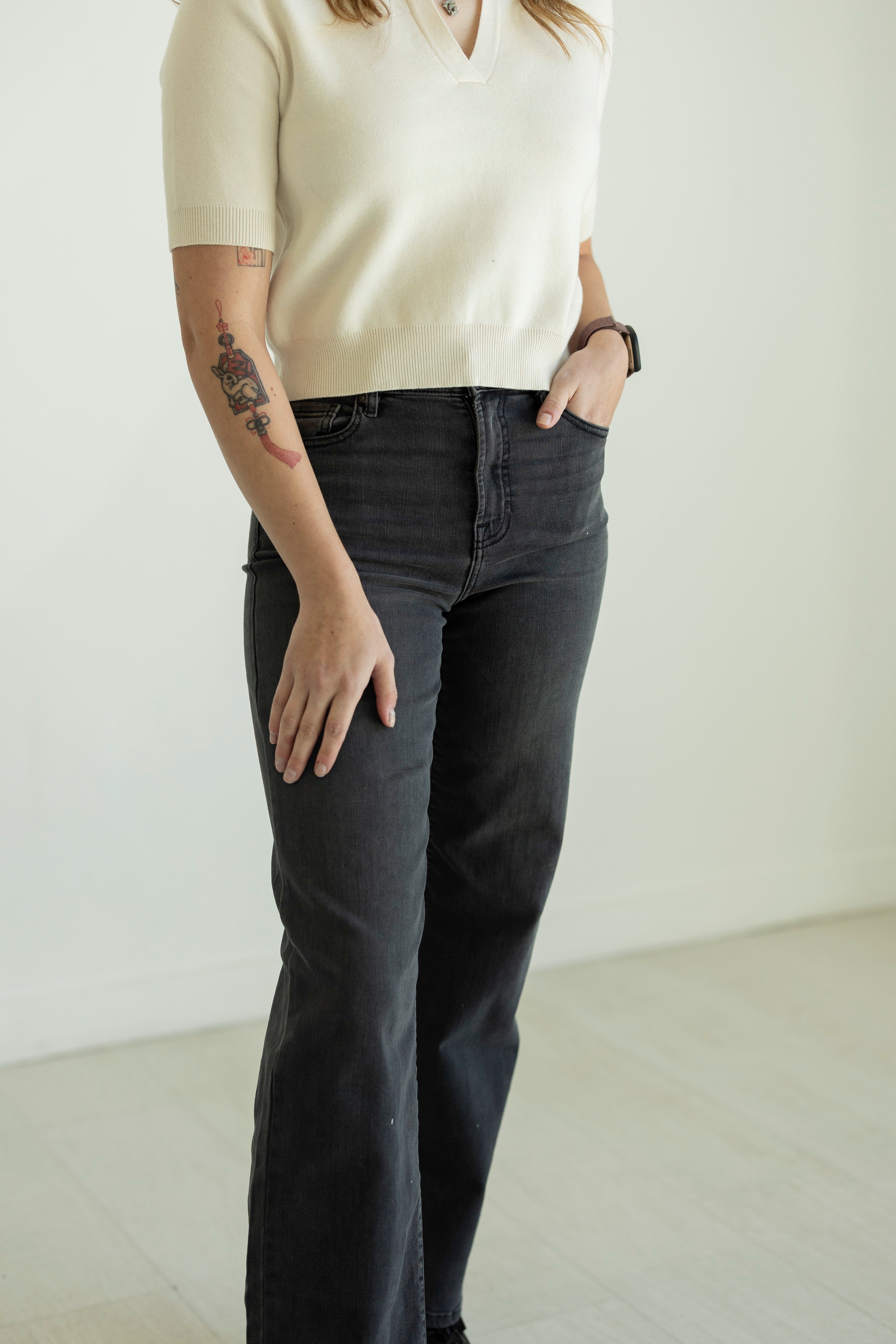 Lily Black High Rise Dad Jean