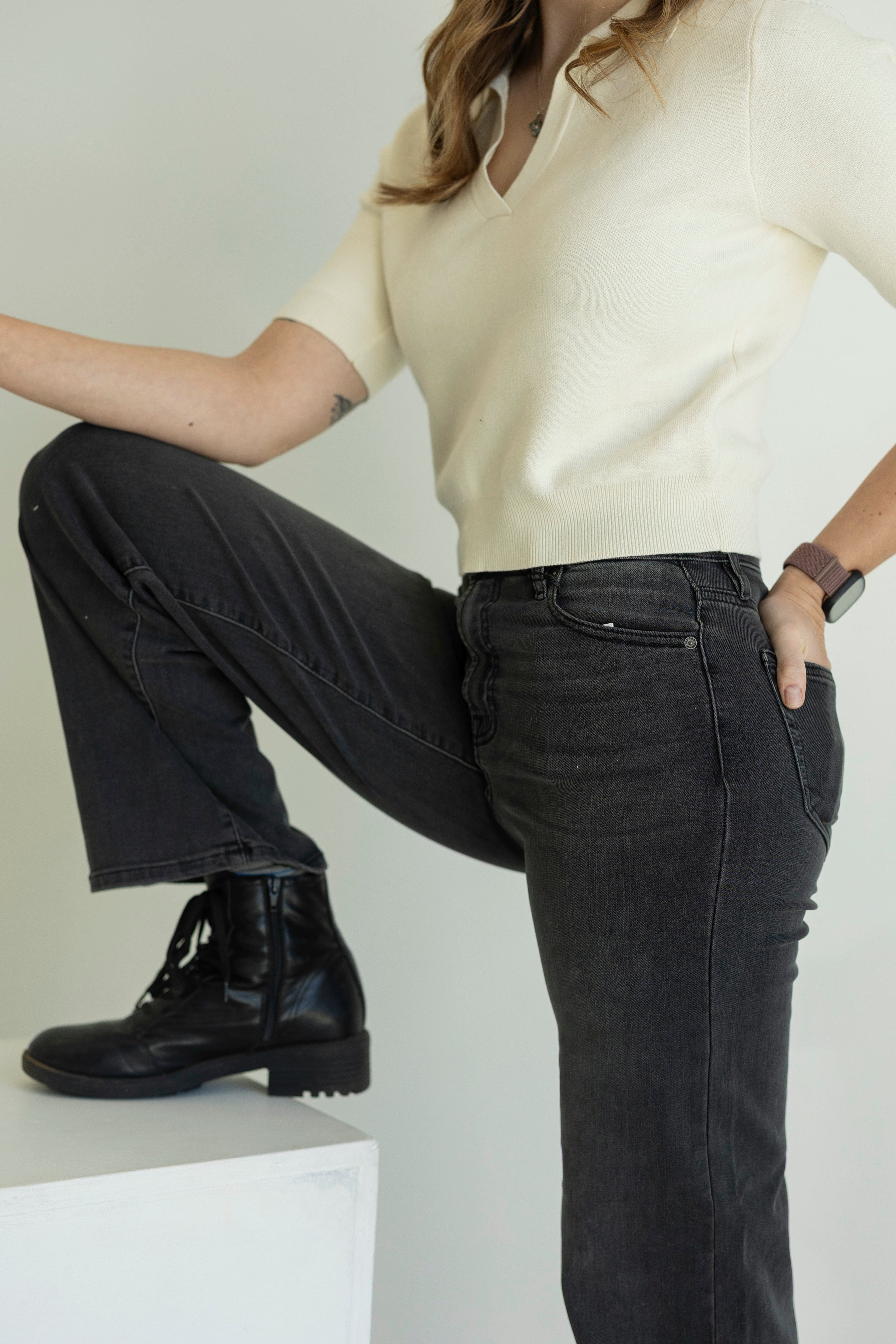 Lily Black High Rise Dad Jean