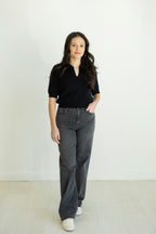 Lily Black High Rise Dad Jean