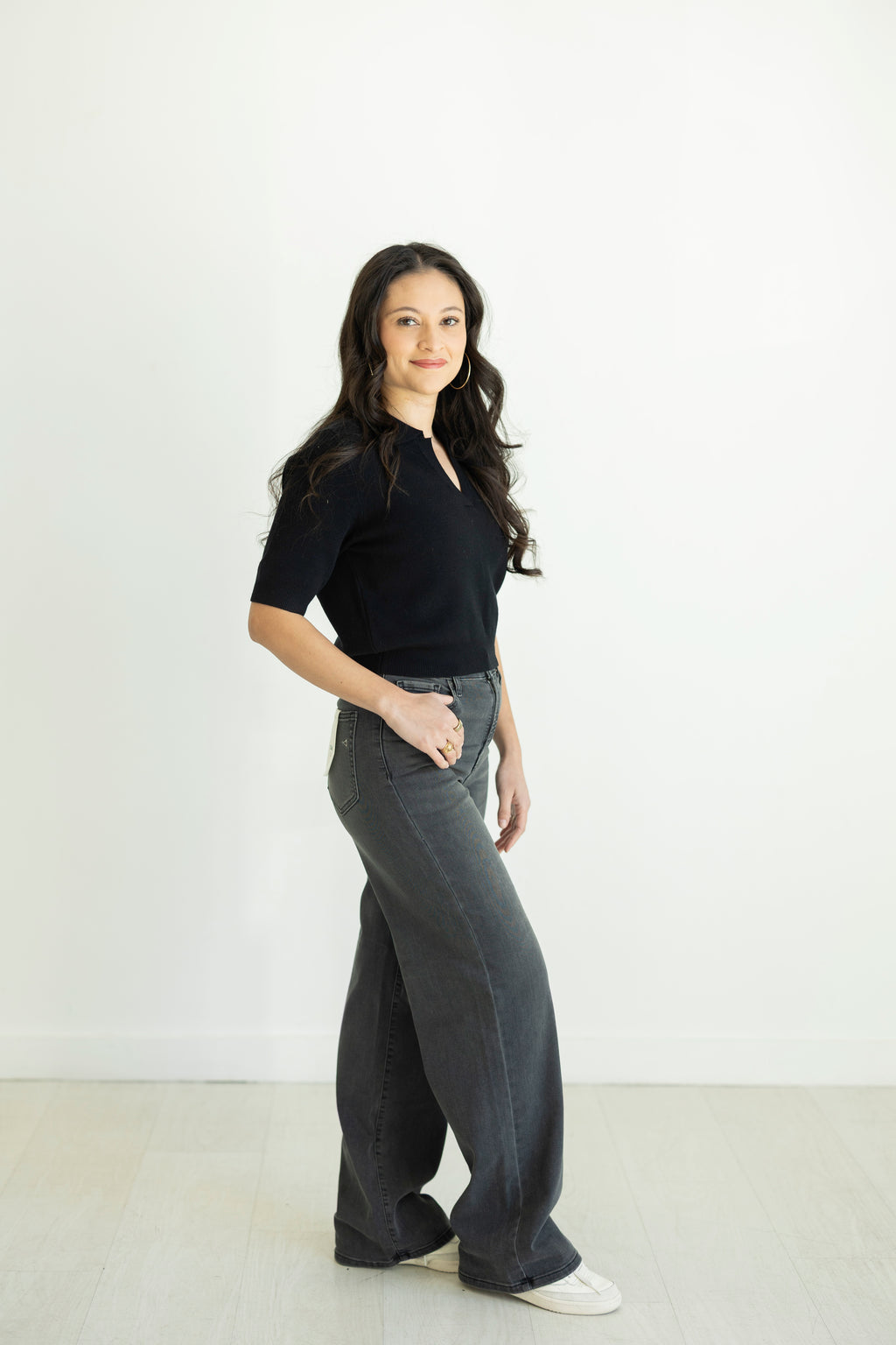 Lily Black High Rise Dad Jean