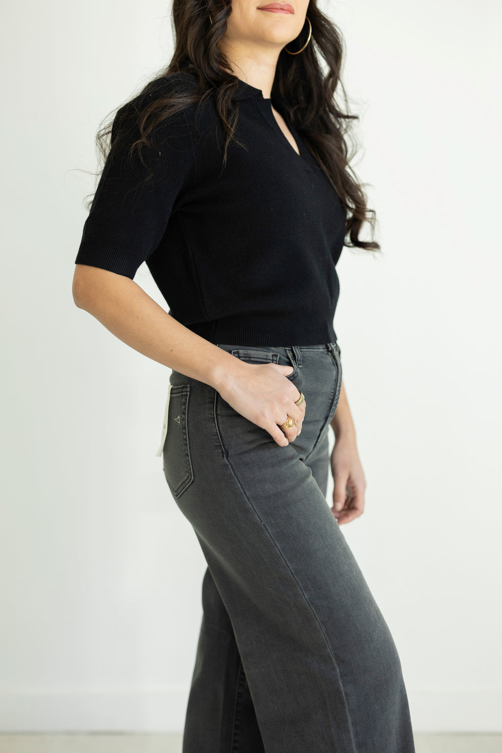 Lily Black High Rise Dad Jean