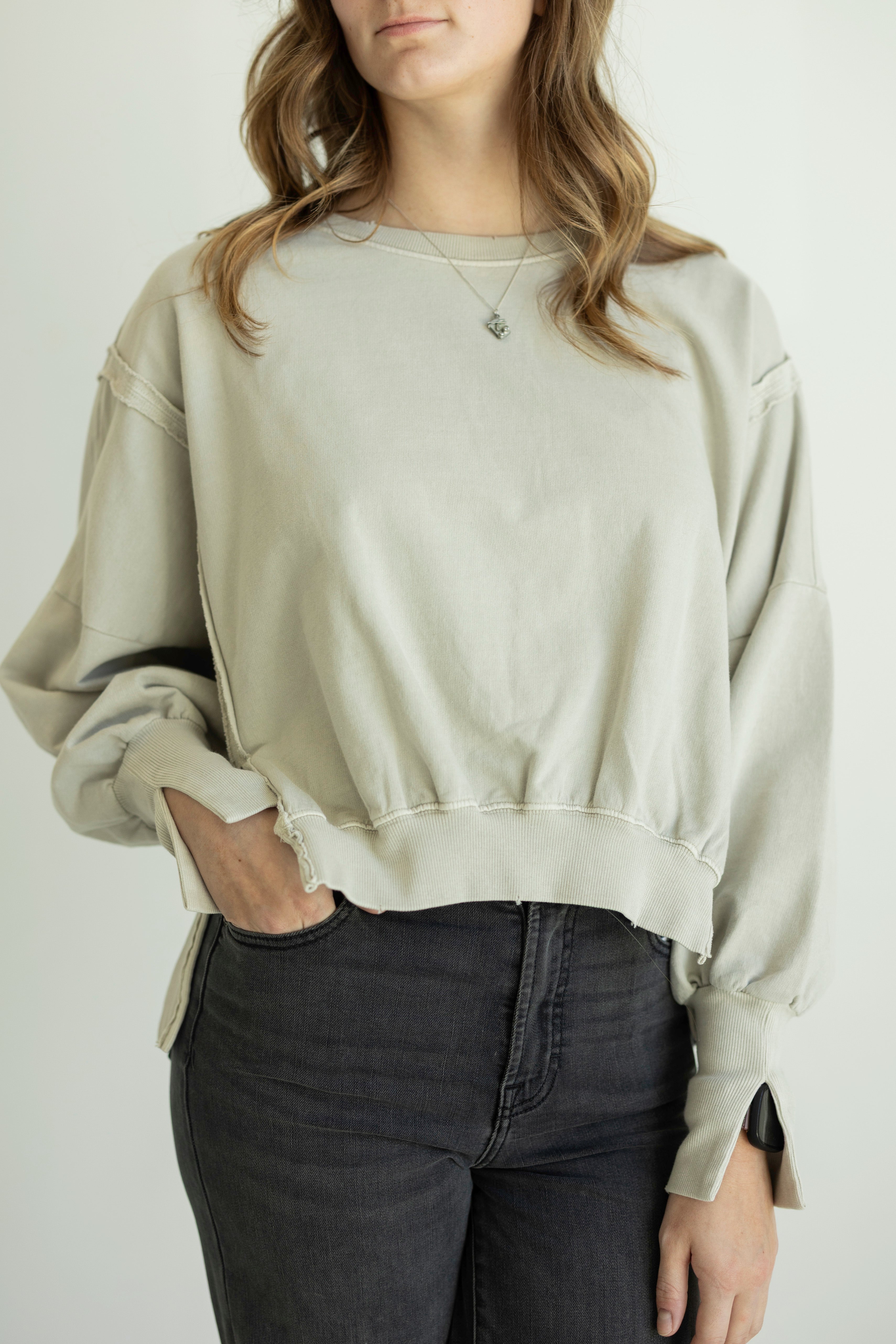 Yazmin Round Neck Hi-Lo Sweatshirt
