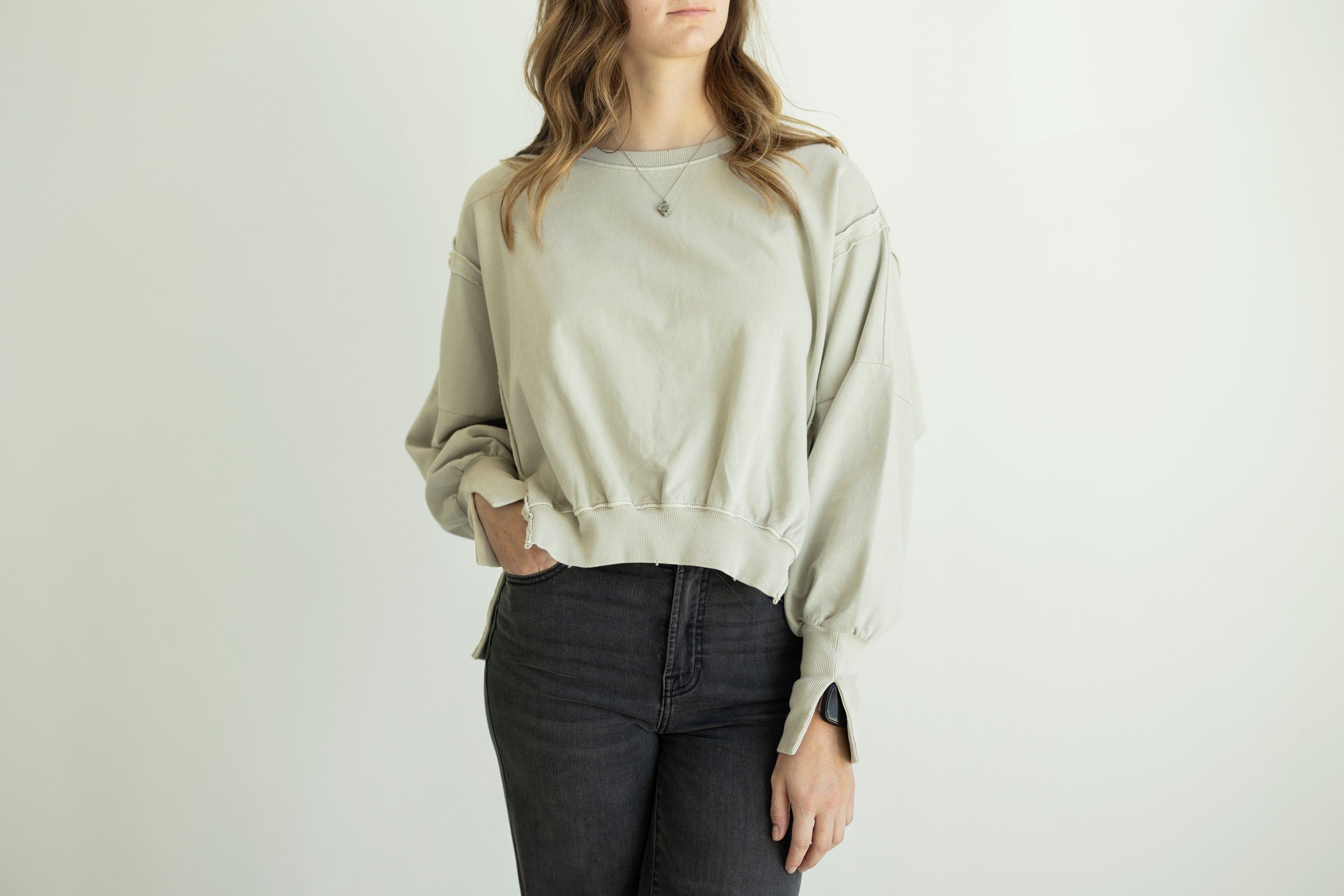 Yazmin Round Neck Hi-Lo Sweatshirt