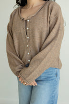 Addison Rolled V-Neck Cardigan