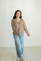 Addison Rolled V-Neck Cardigan