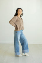 Addison Rolled V-Neck Cardigan