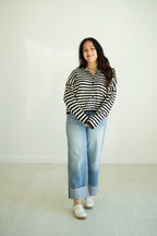 Brittney Cuffed High Rise Wide Leg Jeans