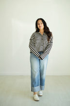 Brittney Cuffed High Rise Wide Leg Jeans