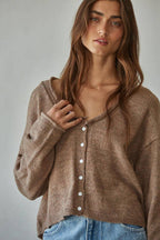 Addison Rolled V-Neck Cardigan