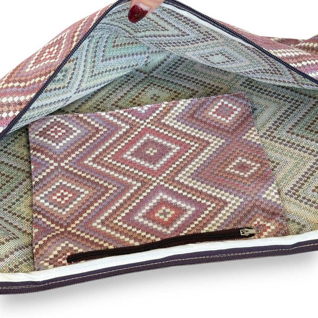 Geometric Jacquard Yoga Mat Bag – Pink & Lilac