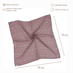 Geometric Chiffon Square Scarf – Pink & Lilac