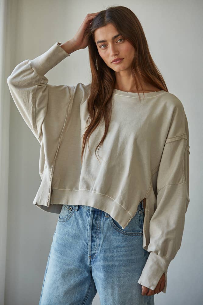 Yazmin Round Neck Hi-Lo Sweatshirt