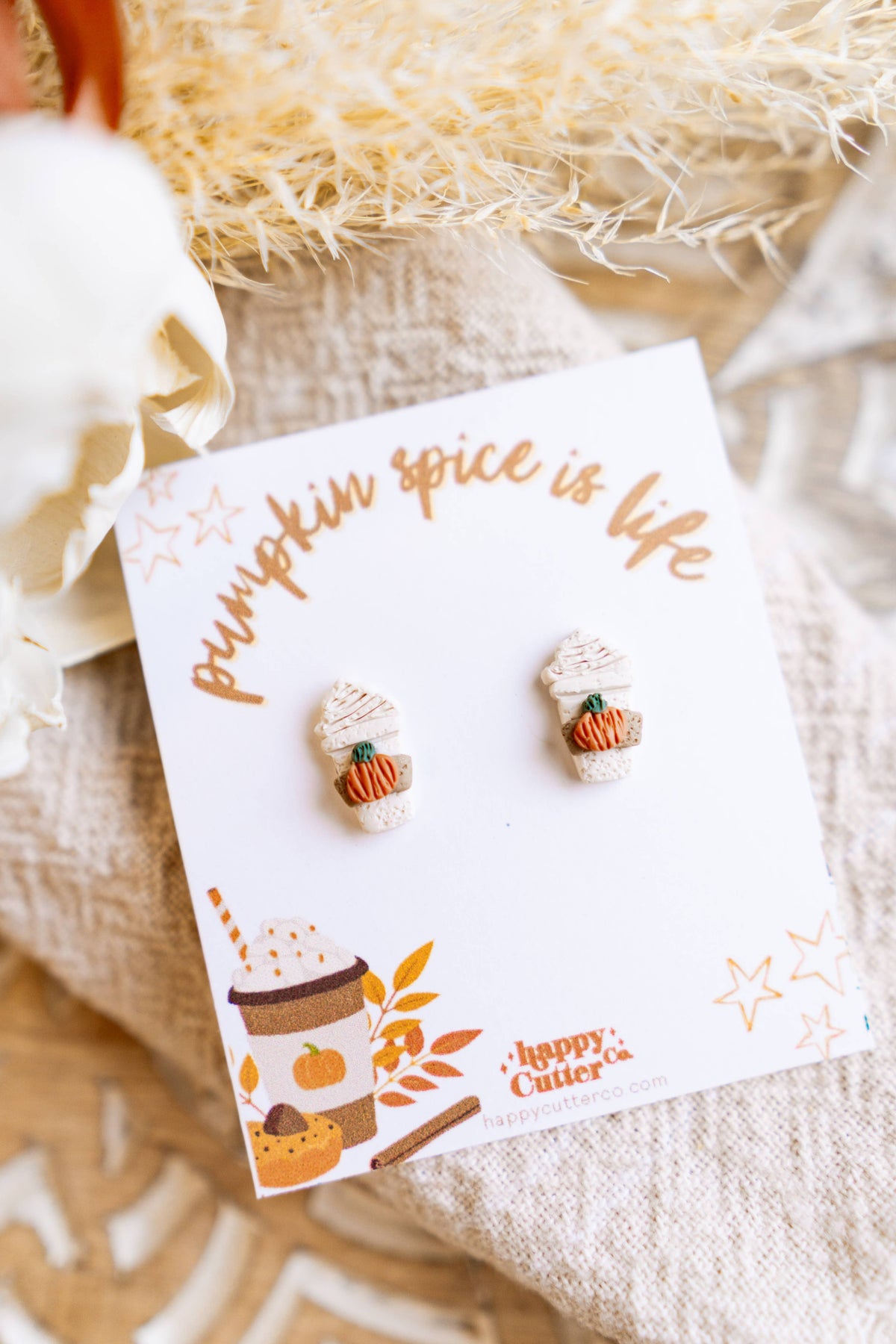 Pumpkin Spice Latte Cup Clay Earrings | Cute Fall Studs