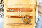 Embroidered Velvet Jewelry Organizer in Mustard