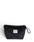 Corduroy Large Makeup Bag – Charcoal Gray