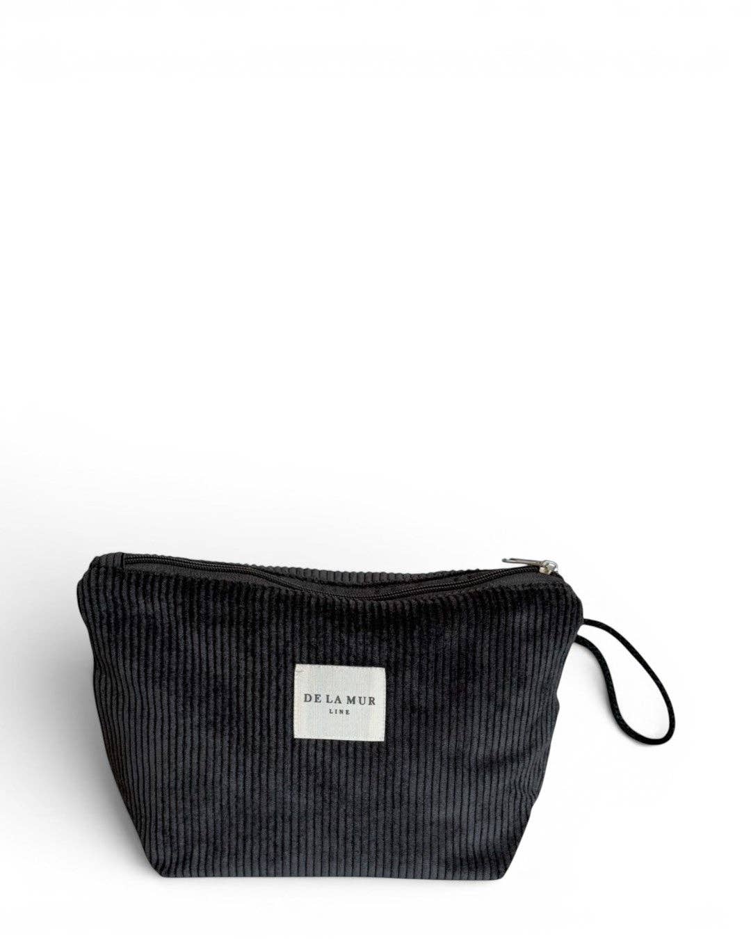 Corduroy Large Makeup Bag – Charcoal Gray