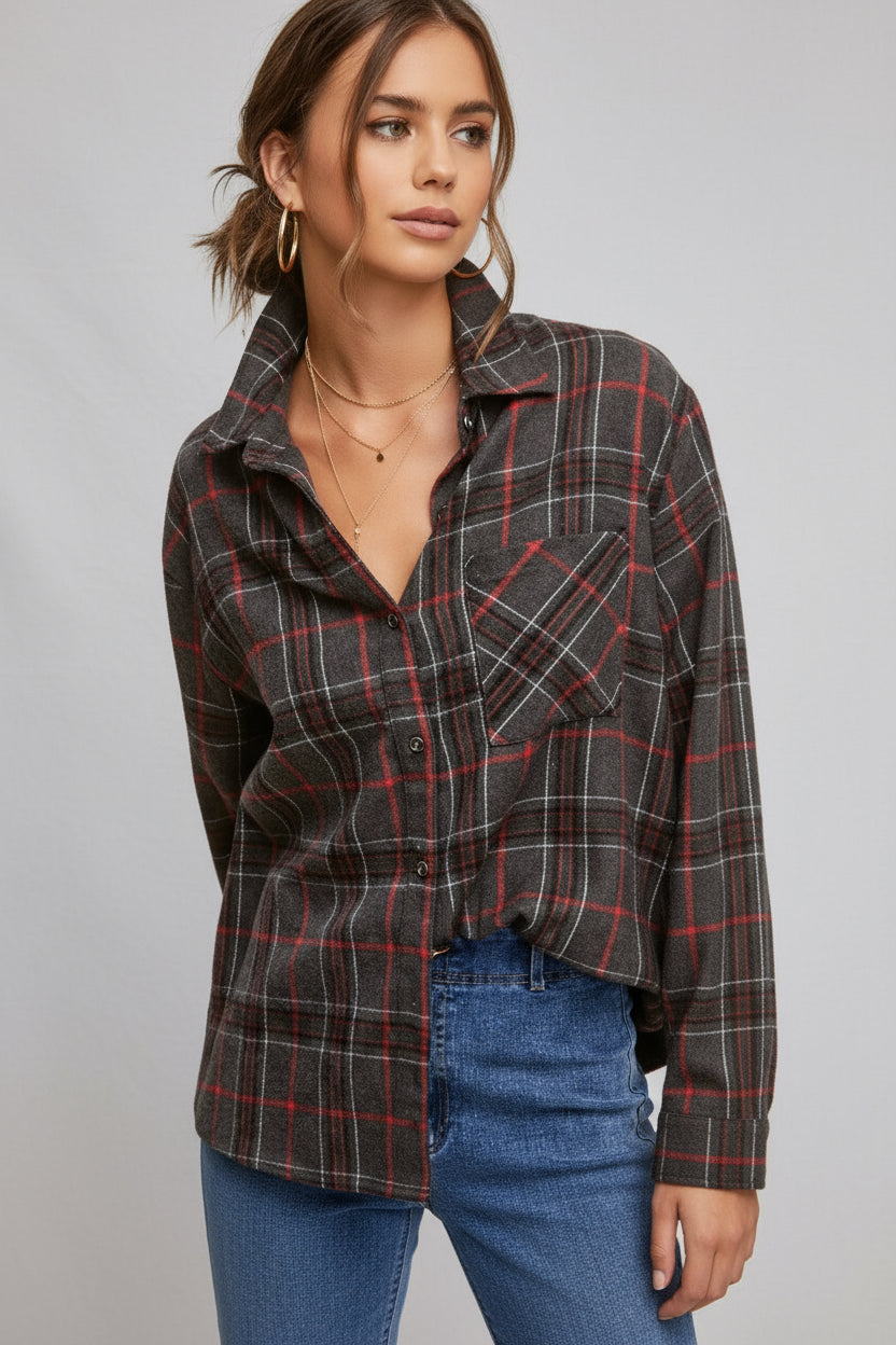 Dora Classic Loose Fit Plaid Shirt