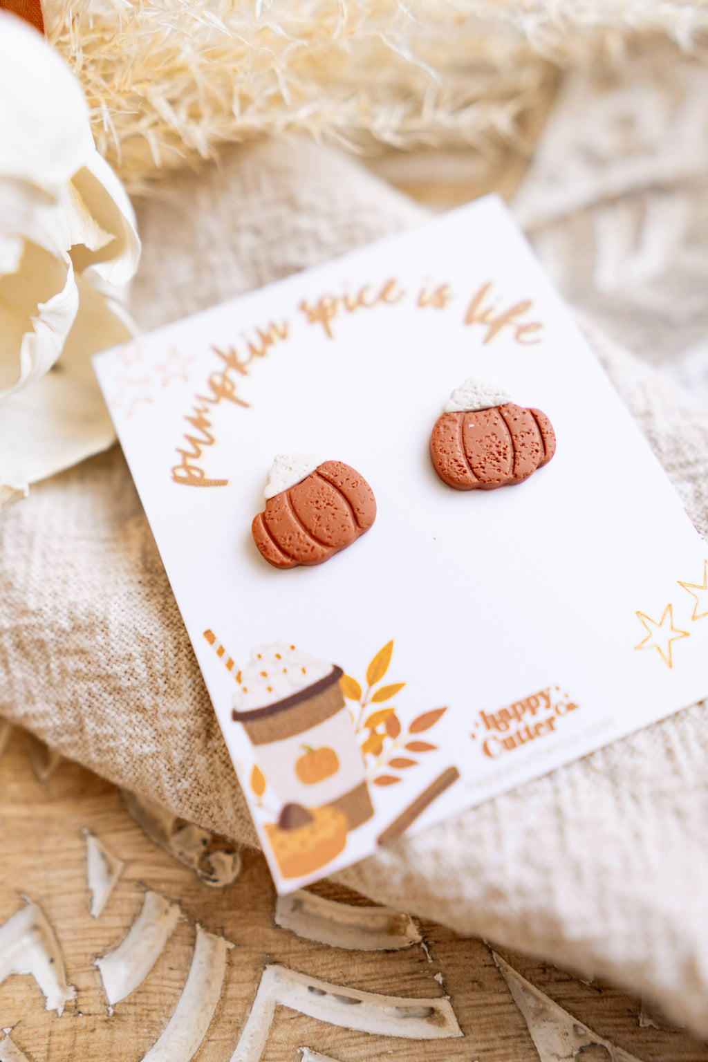 Fun Cute Fall Stud Earrings | Pumpkin Mug Fall Studs