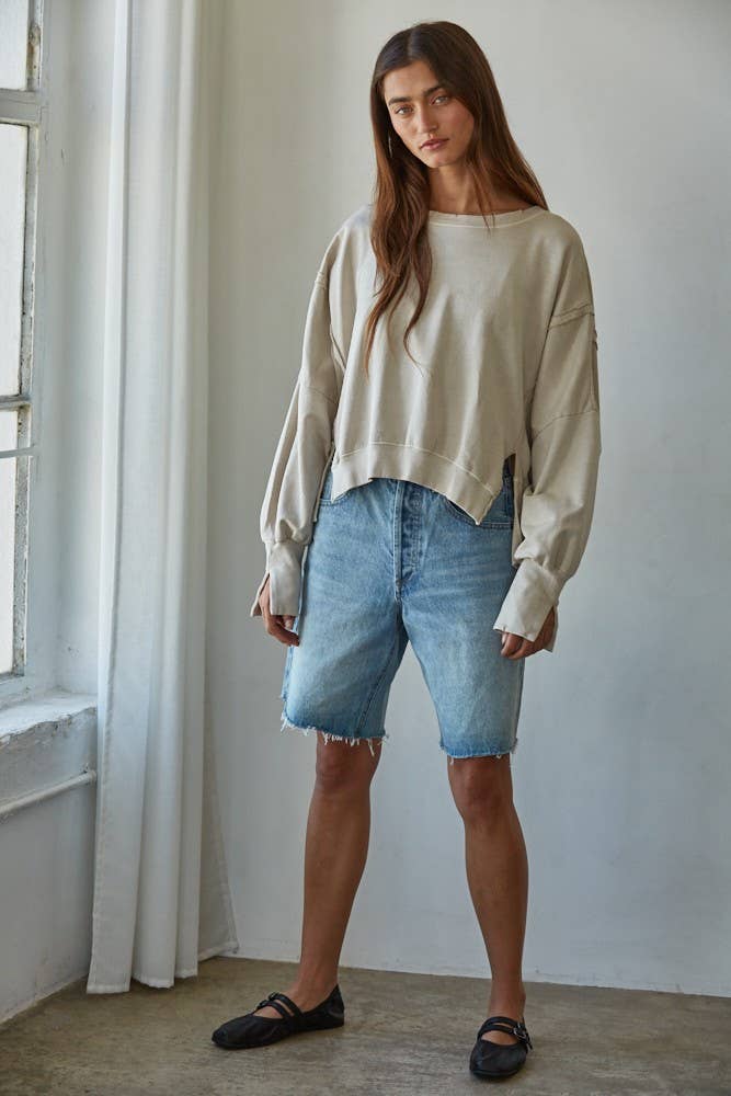 Yazmin Round Neck Hi-Lo Sweatshirt