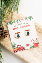 Hot Cocoa Mug Christmas Stud Earrings