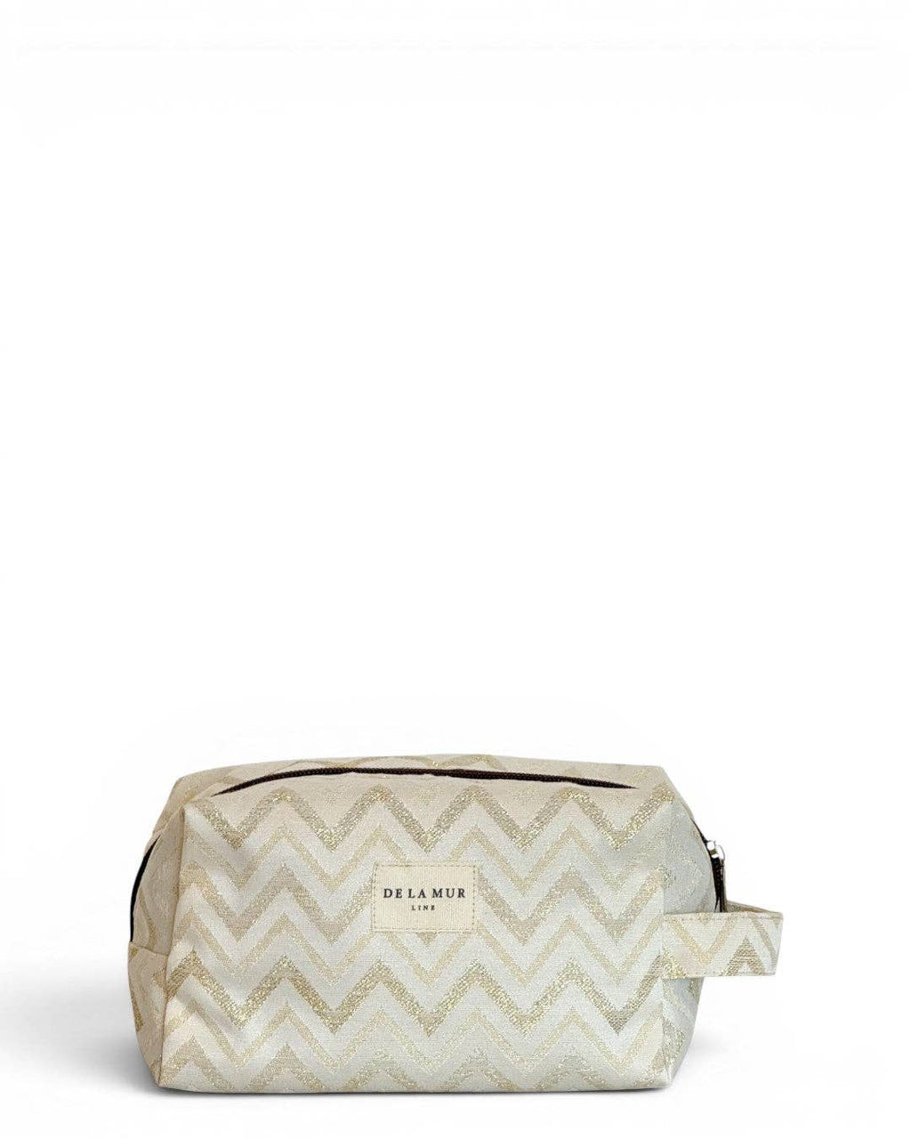 Zigzag Squared Makeup Bag – Gold & Off-White