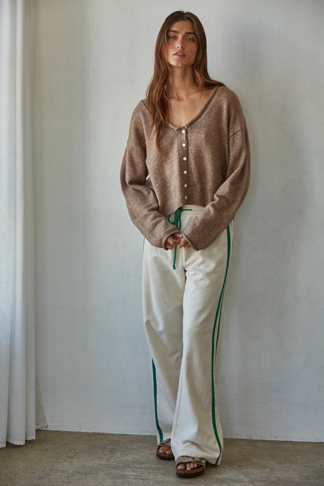 Addison Rolled V-Neck Cardigan