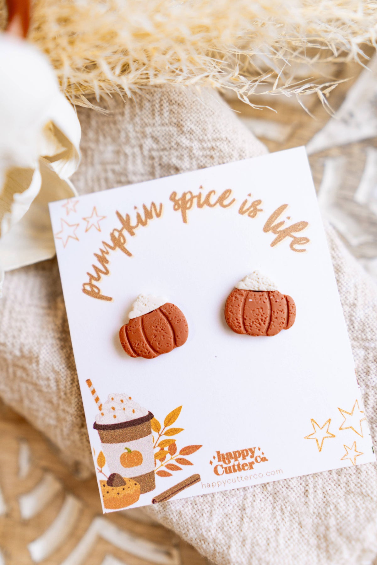 Fun Cute Fall Stud Earrings | Pumpkin Mug Fall Studs