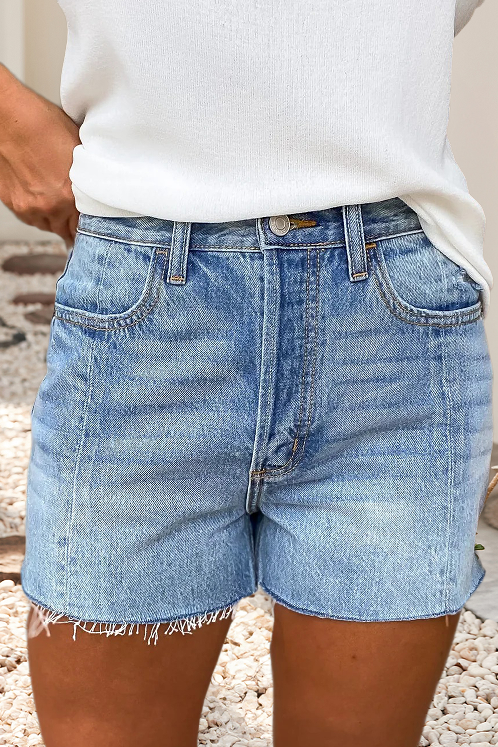 Summer Raw Hem Denim Shorts