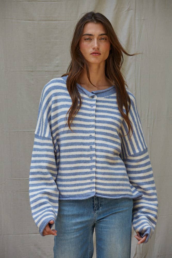 Shay Striped Buttondown Cardigan
