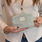 Striped Squared Makeup Bag – Light Green & Green