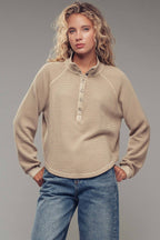 Faith Thermal Knit Henley Pullover