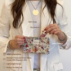 Floral Jacquard Small Makeup Bag / Coin Purse – Beige