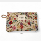 Floral Jacquard Small Makeup Bag / Coin Purse – Beige