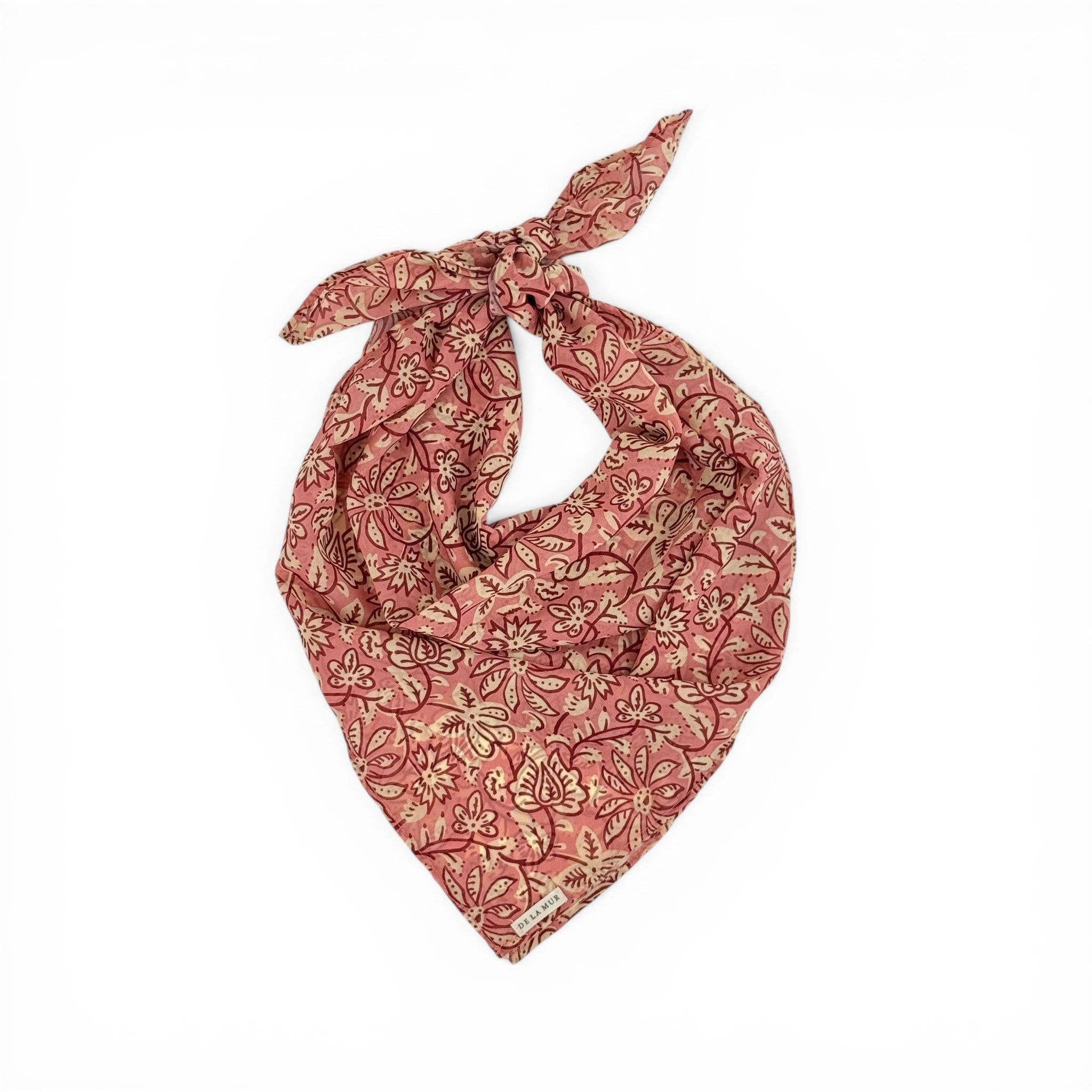 Floral Chiffon Square Scarf – Ecru & Pink